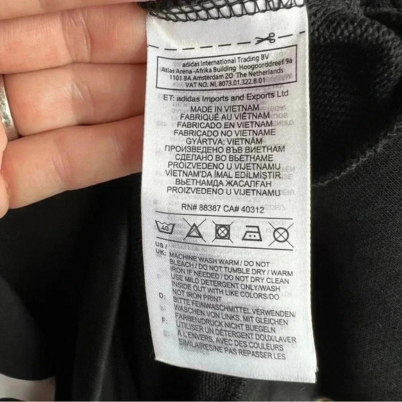 ADIDAS Essential Crewneck Sweatshirt - Black with white logo - Size Med (12/14) - Picture 11 of 13